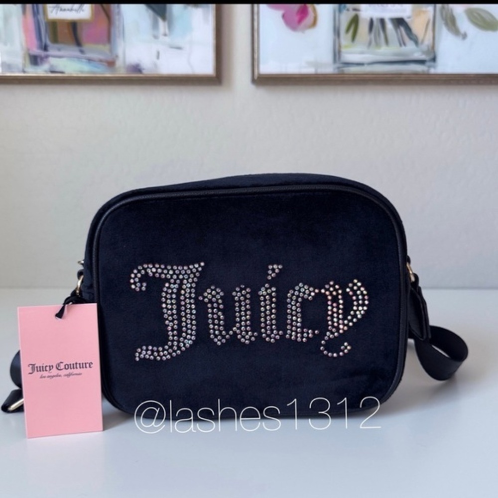 JUICY COUTURE Bag Obsession Camera Crossbody - Black Velour